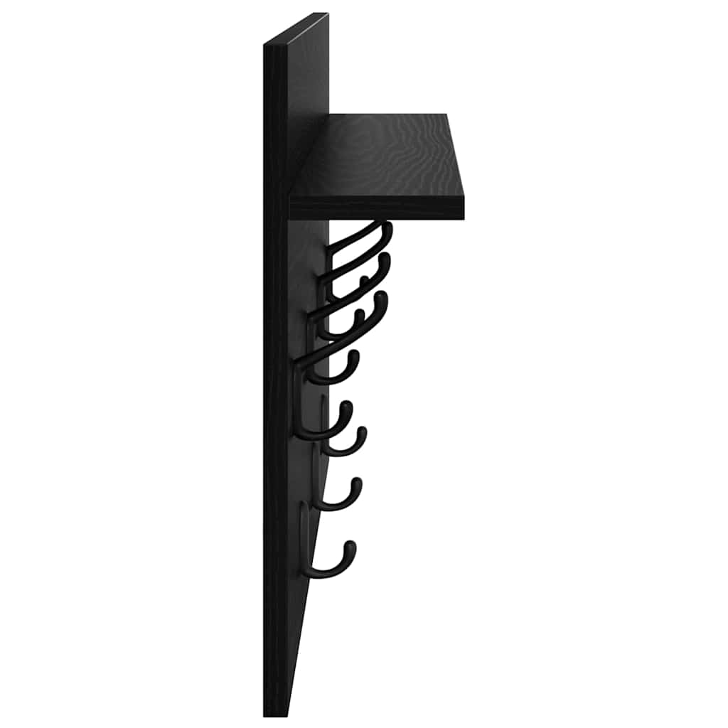 Porte-manteau mural avec étagère Chêne noir 60 x 40 x 12 cm - XIOS