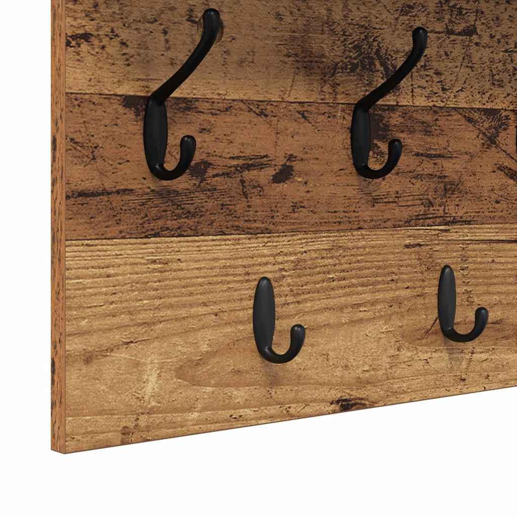 Porte-manteau mural avec étagère Bois ancien 60 x 40 x 12 cm - XIOS