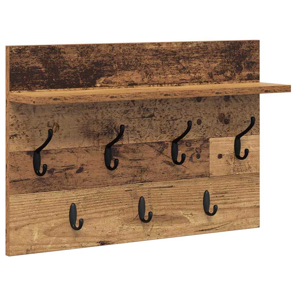 Porte-manteau mural avec étagère Bois ancien 60 x 40 x 12 cm - XIOS