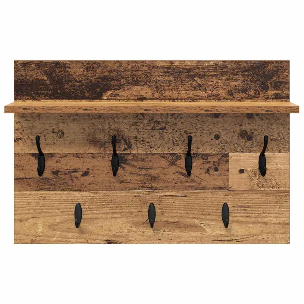 Porte-manteau mural avec étagère Bois ancien 60 x 40 x 12 cm - XIOS