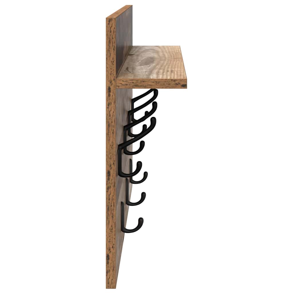 Porte-manteau mural avec étagère Bois ancien 60 x 40 x 12 cm - XIOS