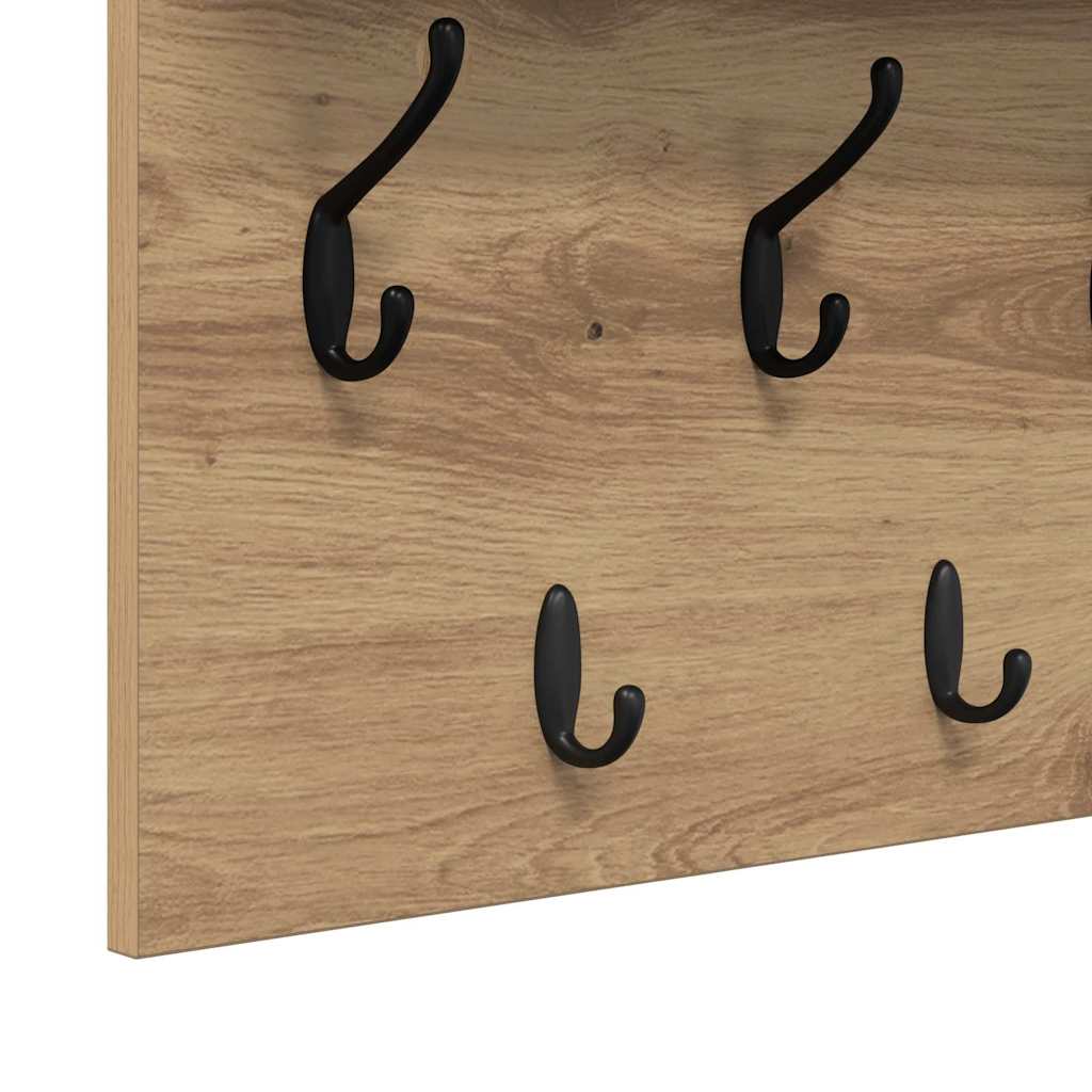 Porte-manteau mural chêne artisanal 60 x 40 x 12 cm - XIOS