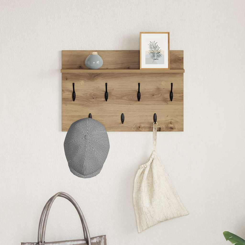 Porte-manteau mural chêne artisanal 60 x 40 x 12 cm - XIOS