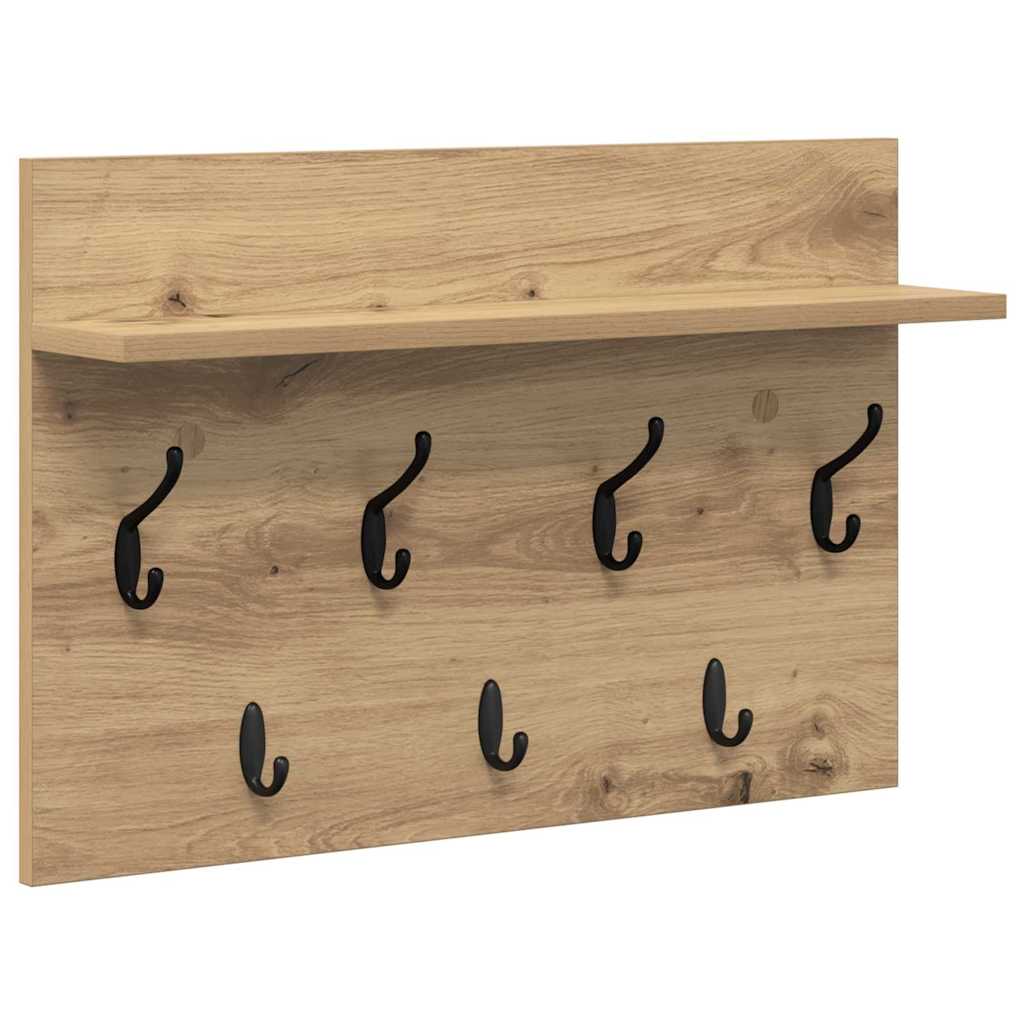 Porte-manteau mural chêne artisanal 60 x 40 x 12 cm - XIOS