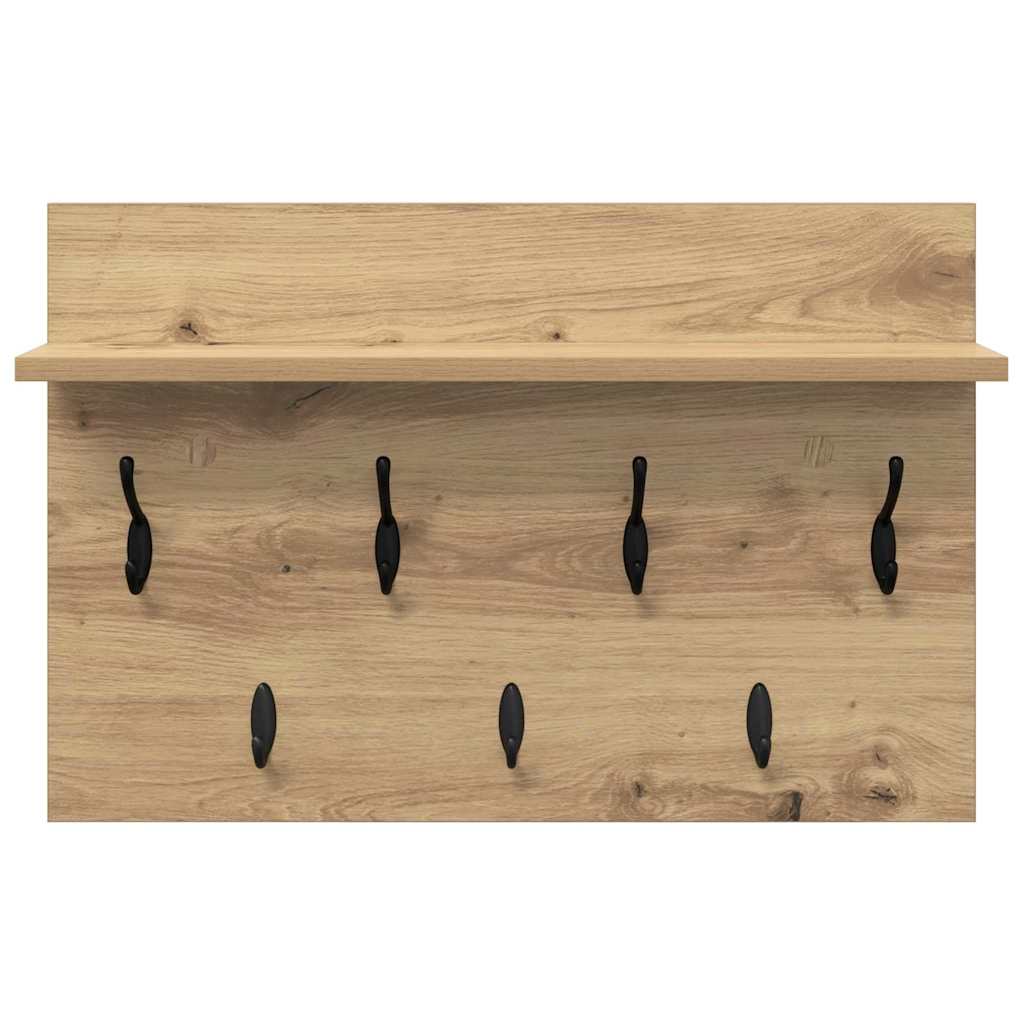 Porte-manteau mural chêne artisanal 60 x 40 x 12 cm - XIOS