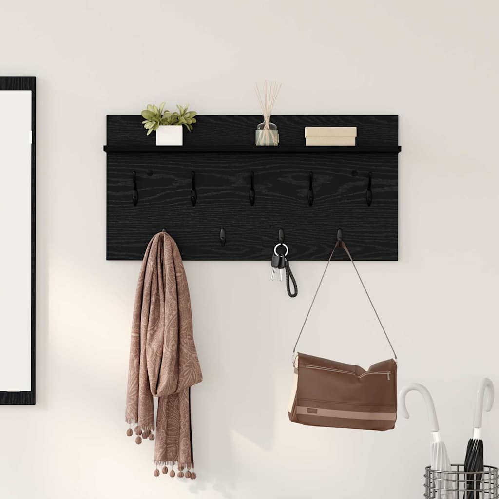 Porte-manteau mural avec étagère Chêne noir 80 x 40 x 12 cm - XIOS