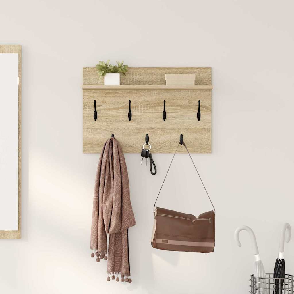 Porte-manteau mural avec étagère Chêne sonoma 80 x 40 x 12 cm - XIOS