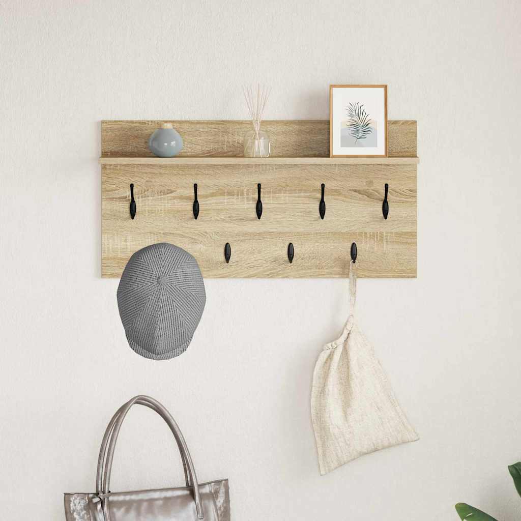 Porte-manteau mural avec étagère Chêne sonoma 80 x 40 x 12 cm - XIOS