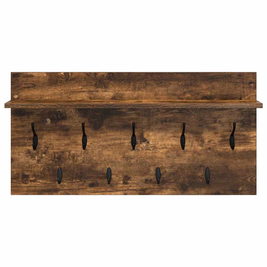 Porte-manteau mural avec étagère Chêne fumé 80 x 40 x 12 cm - XIOS