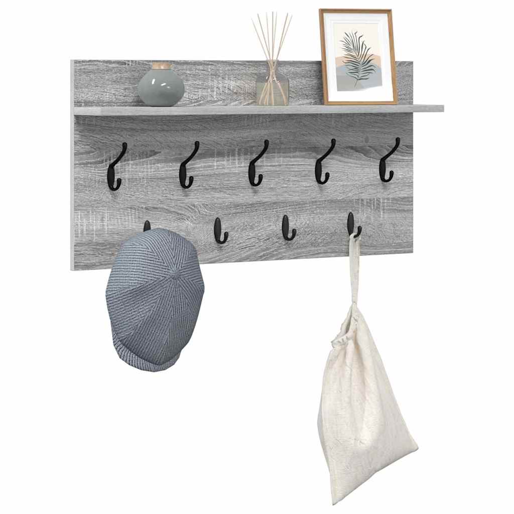 Porte-manteau mural avec étagère Sonoma gris 80 x 40 x 12 cm - XIOS