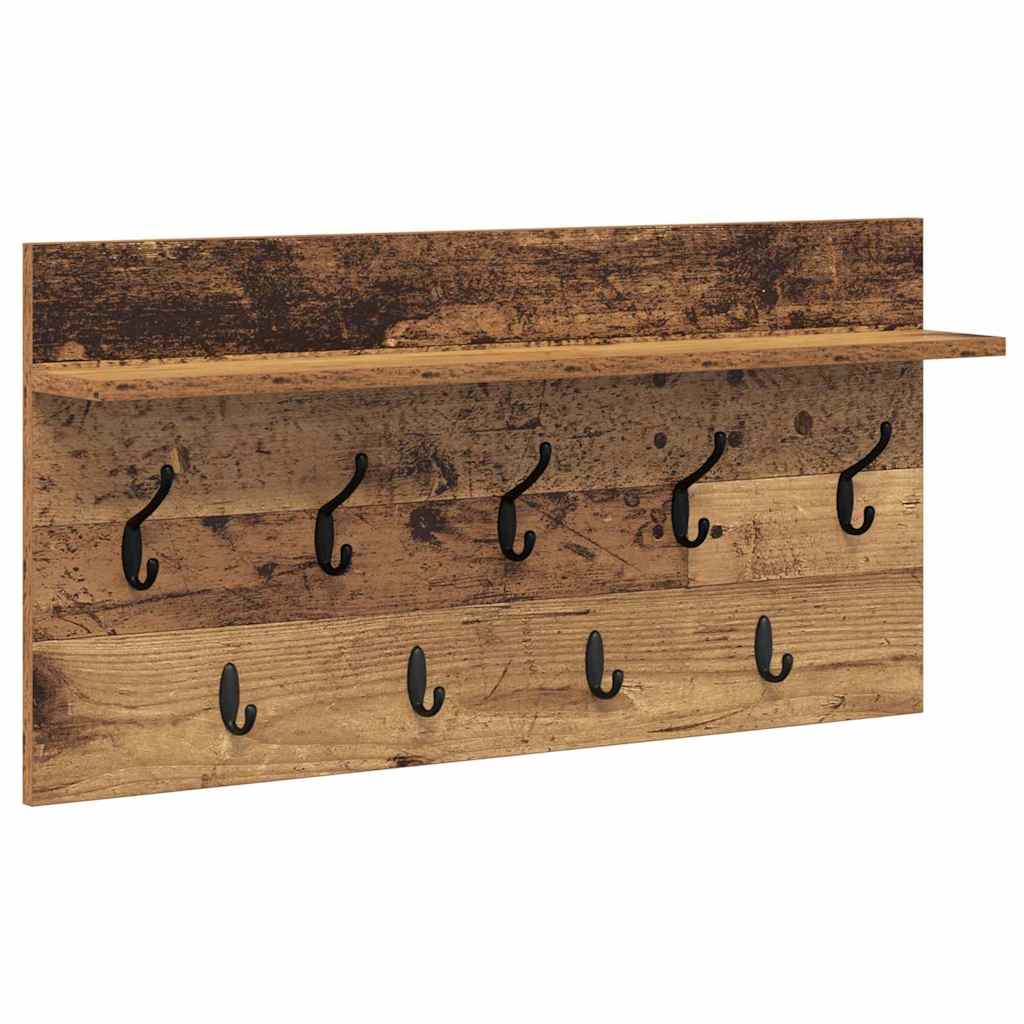 Porte-manteau mural avec étagère Bois ancien 80 x 40 x 12 cm - XIOS