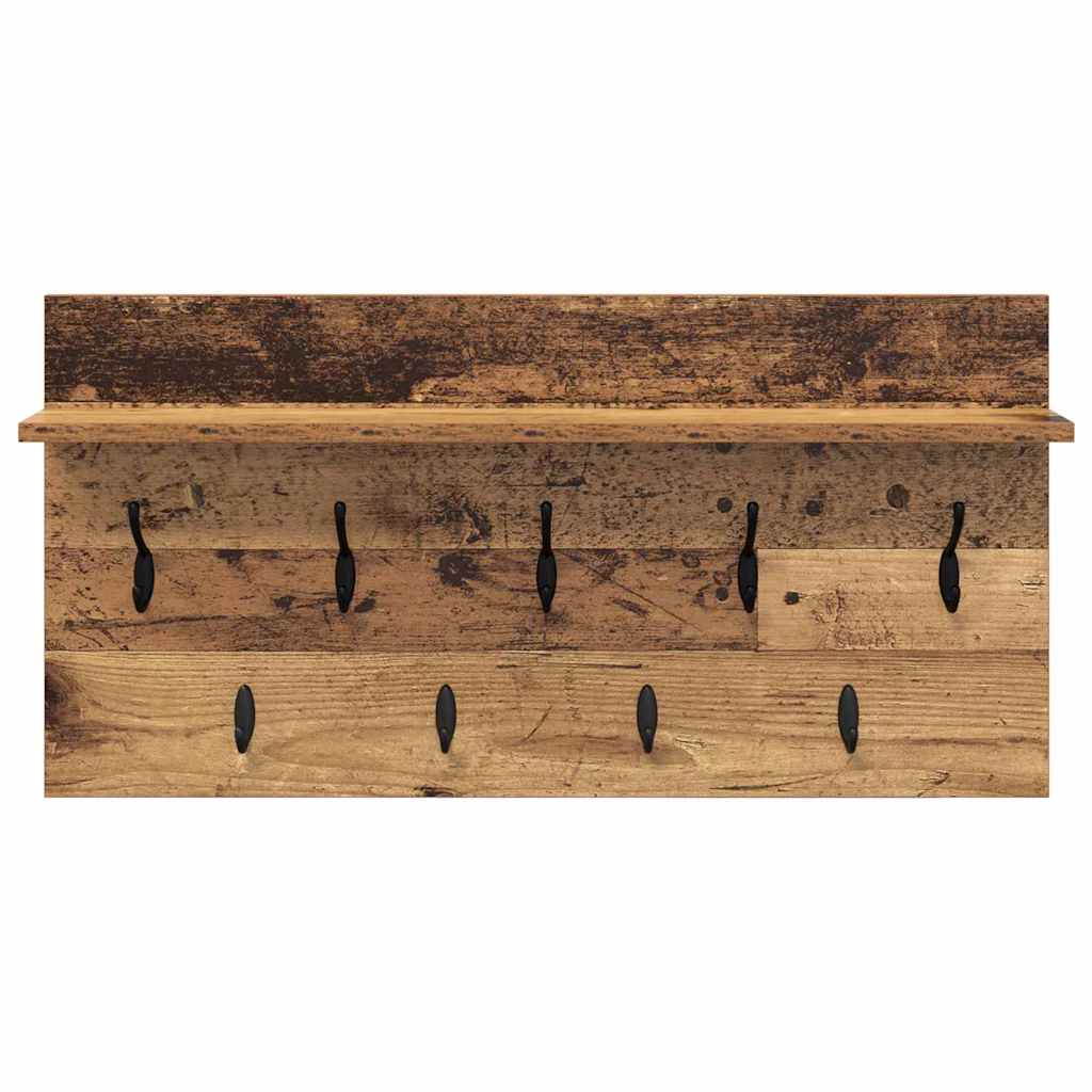 Porte-manteau mural avec étagère Bois ancien 80 x 40 x 12 cm - XIOS