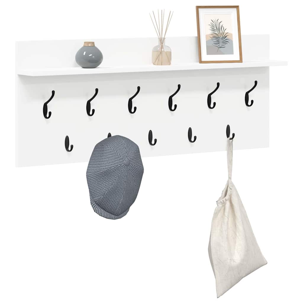 Porte-manteau mural avec étagère Blanc Bois d'ingénierie - XIOS