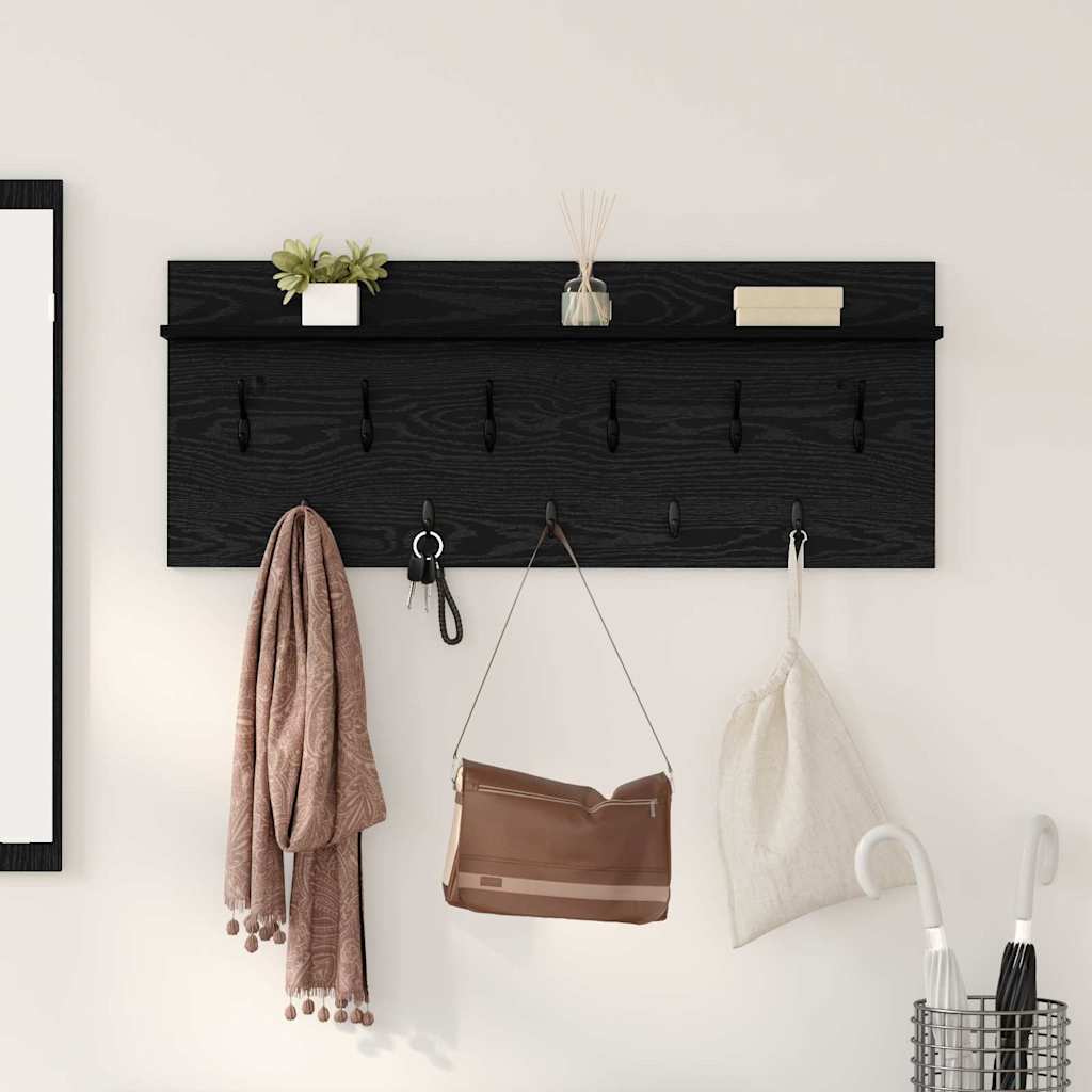 Porte-manteau mural avec étagère Chêne noir Bois d'ingénierie - XIOS