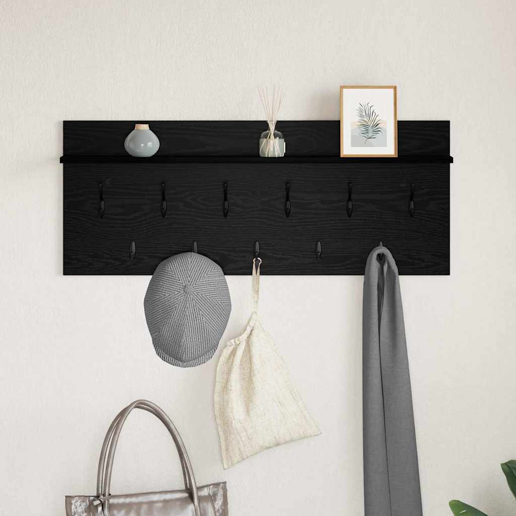 Porte-manteau mural avec étagère Chêne noir Bois d'ingénierie - XIOS