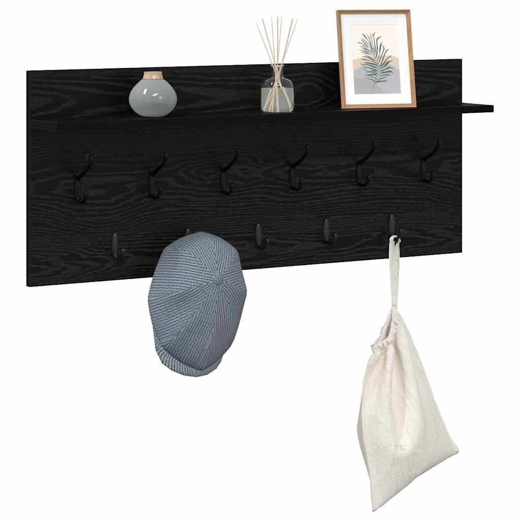 Porte-manteau mural avec étagère Chêne noir Bois d'ingénierie - XIOS