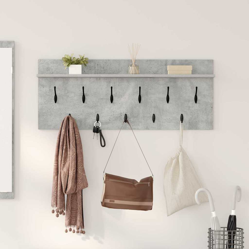 Porte-manteau mural avec étagère Gris béton Bois d'ingénierie - XIOS