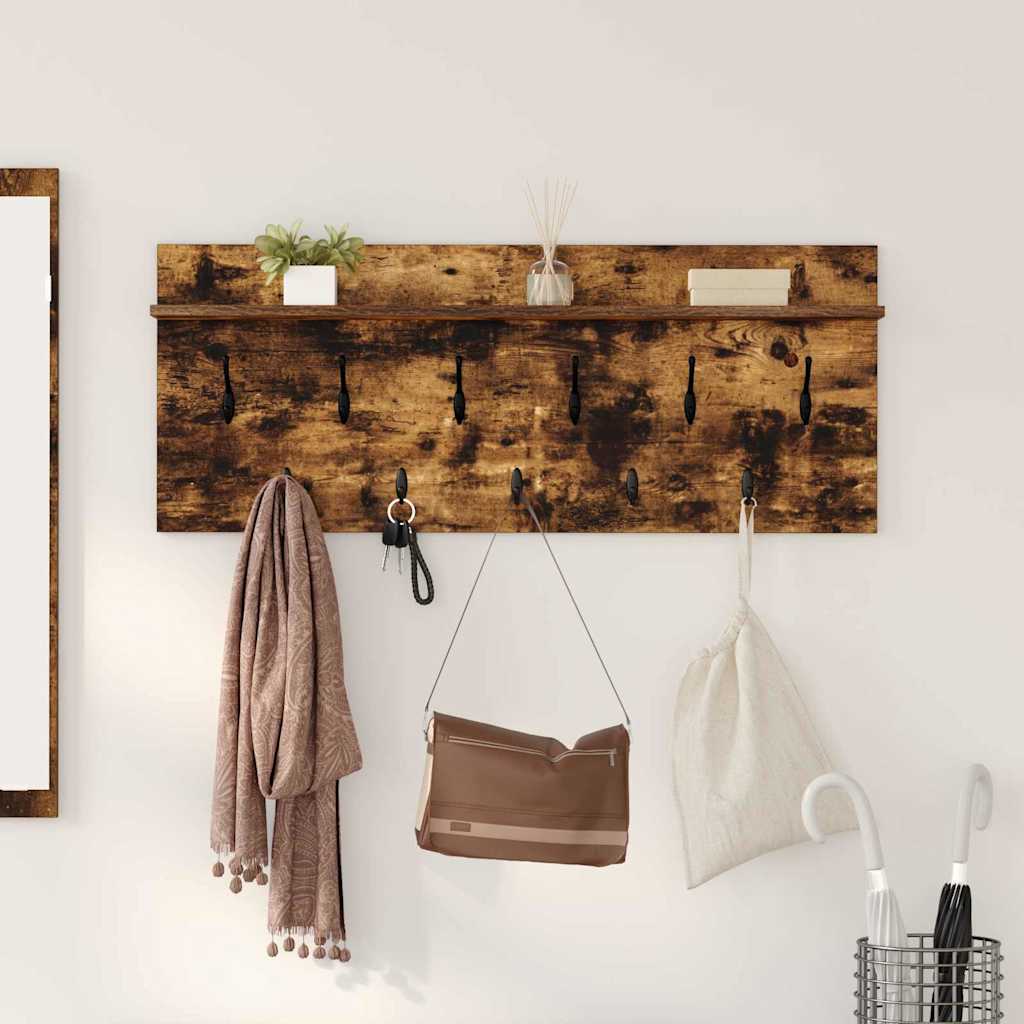 Porte-manteau mural avec étagère Chêne fumé Bois d'ingénierie - XIOS