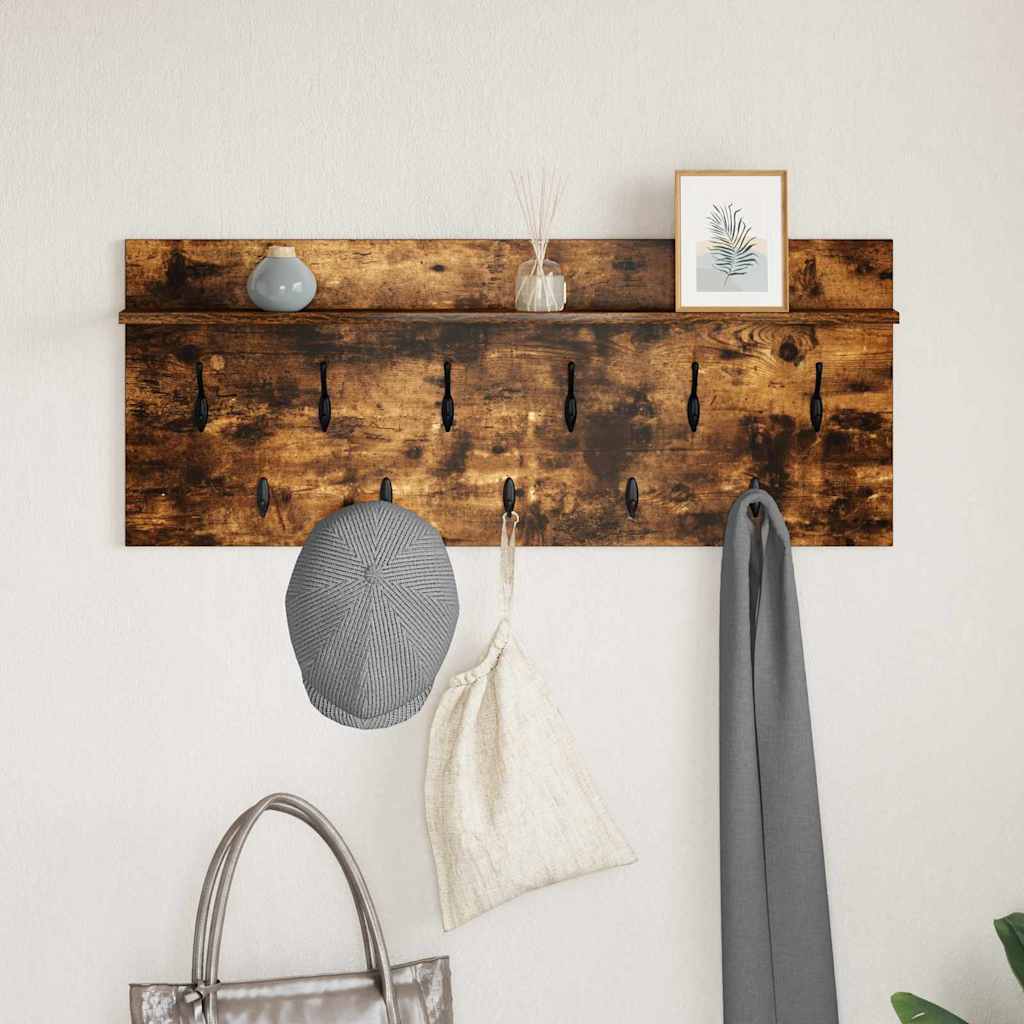 Porte-manteau mural avec étagère Chêne fumé Bois d'ingénierie - XIOS