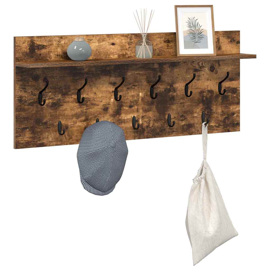Porte-manteau mural avec étagère Chêne fumé Bois d'ingénierie - XIOS