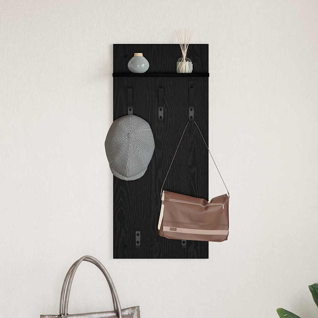 Porte-manteau mural avec étagère Chêne noir 90 x 40 x 10 cm - XIOS