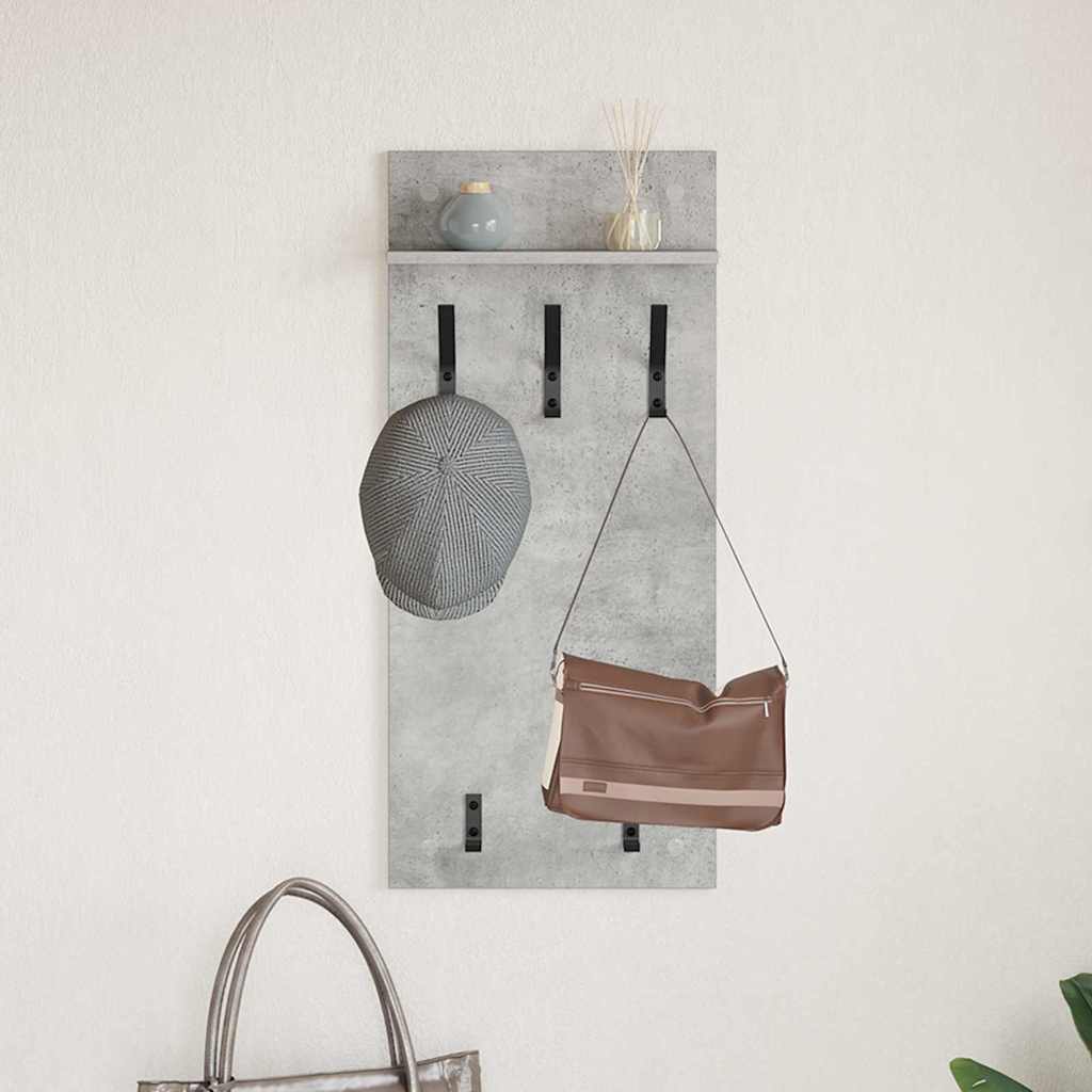 Porte-manteau mural avec étagère Gris béton 90 x 40 x 10 cm - XIOS