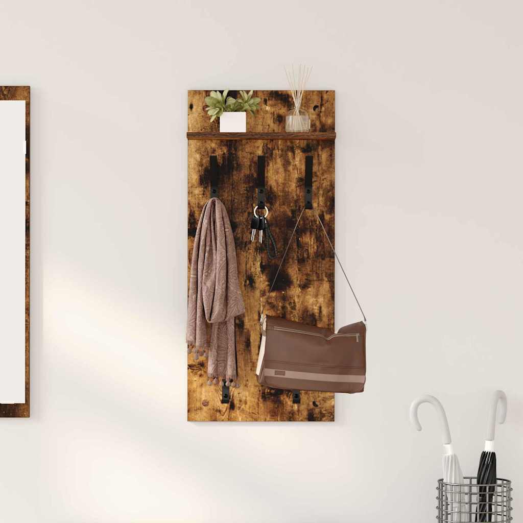 Porte-manteau mural avec étagère Chêne fumé 90 x 40 x 10 cm - XIOS