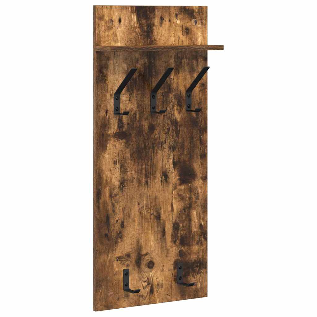 Porte-manteau mural avec étagère Chêne fumé 90 x 40 x 10 cm - XIOS