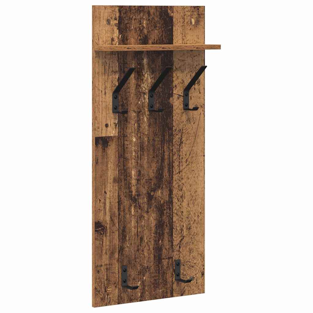 Porte-manteau mural avec étagère Bois ancien 90 x 40 x 10 cm - XIOS