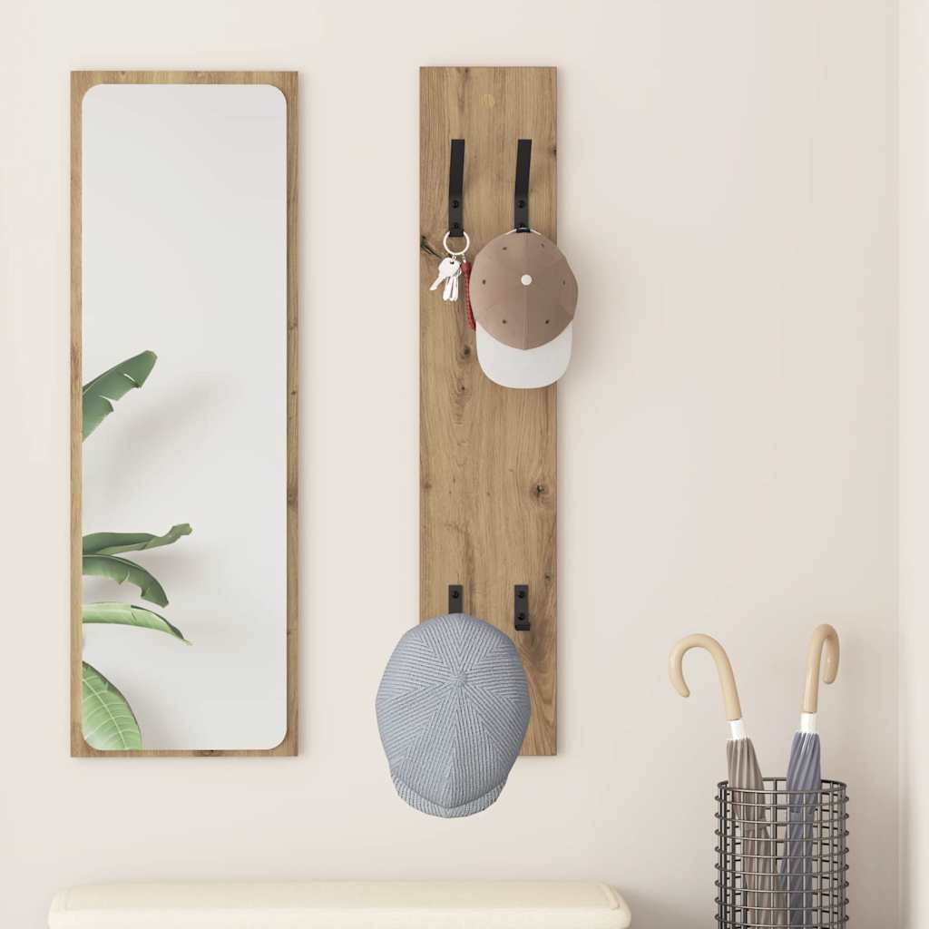 Porte-manteau mural chêne artisanal 20 x 1.5 x 100 cm - XIOS