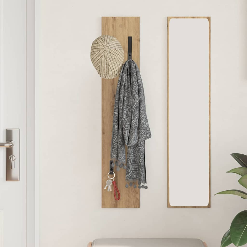 Porte-manteau mural chêne artisanal 20 x 1.5 x 100 cm - XIOS