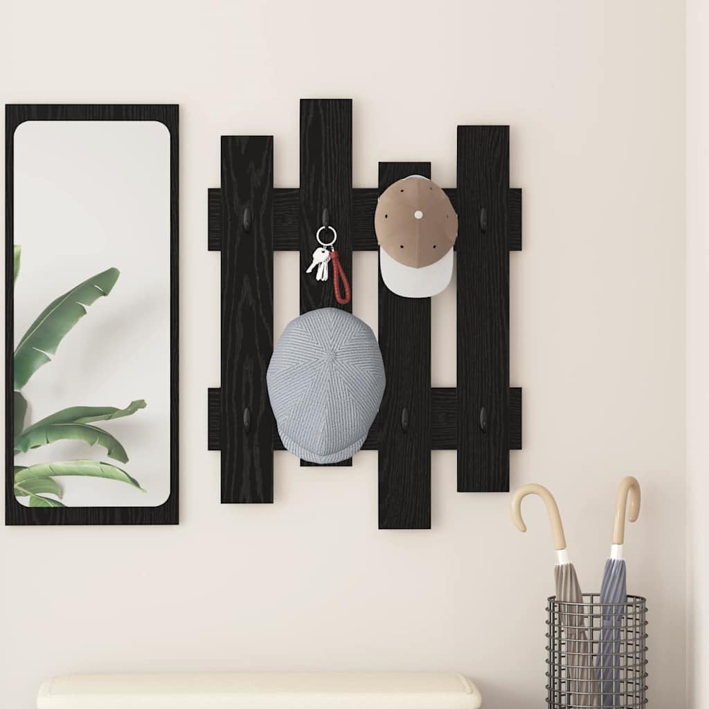 Porte-manteau mural Chêne noir 60 x 3 x 82 cm Bois d'ingénierie - XIOS