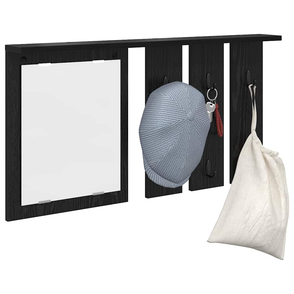 Porte-manteau mural avec étagère Chêne noir 85 x 10 x 45 cm - XIOS
