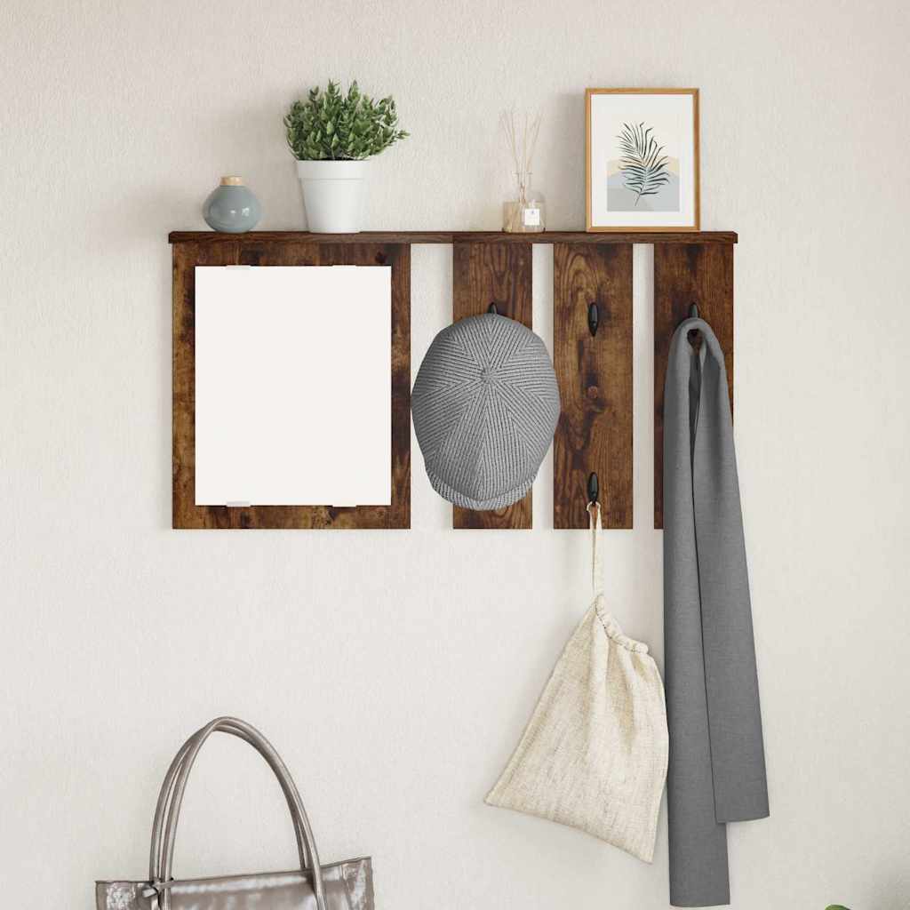Porte-manteau mural avec étagère Chêne fumé 85 x 10 x 45 cm - XIOS