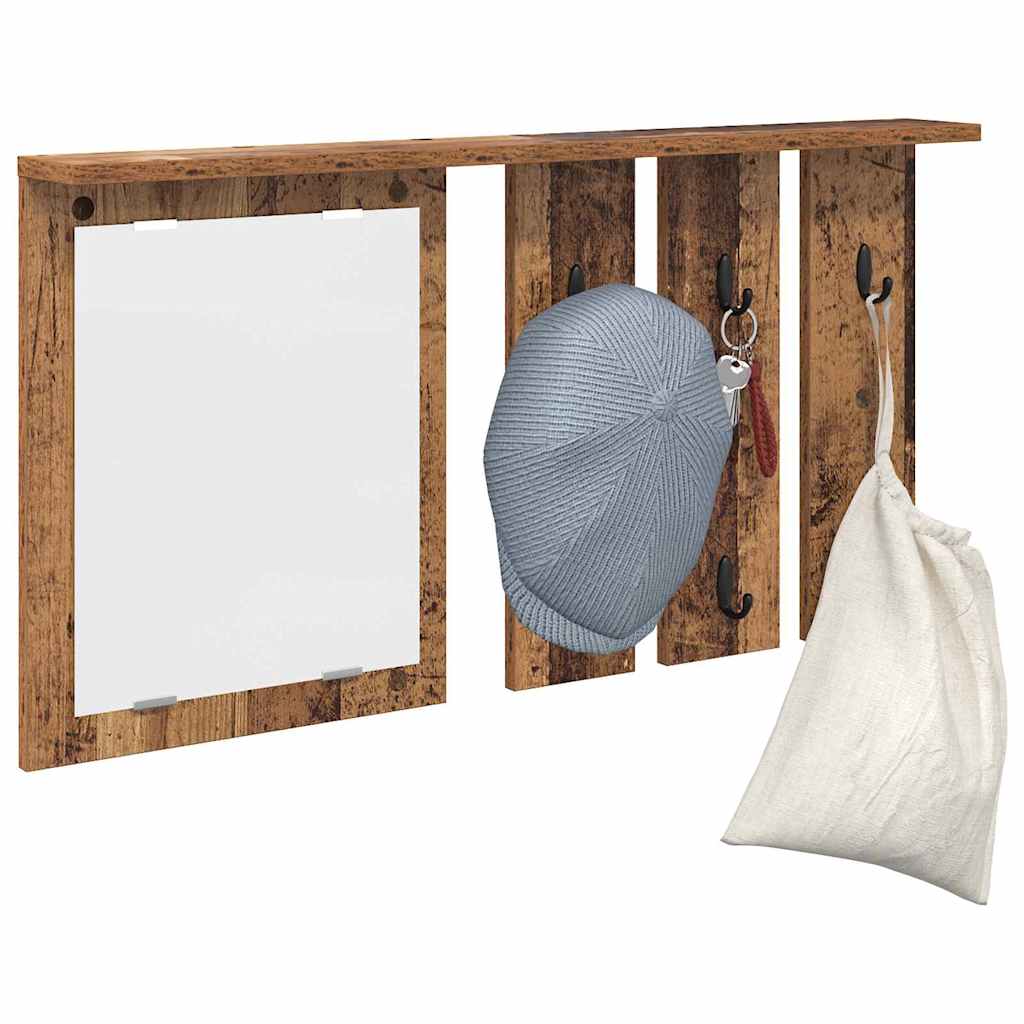 Porte-manteau mural avec étagère Bois ancien 85 x 10 x 45 cm - XIOS