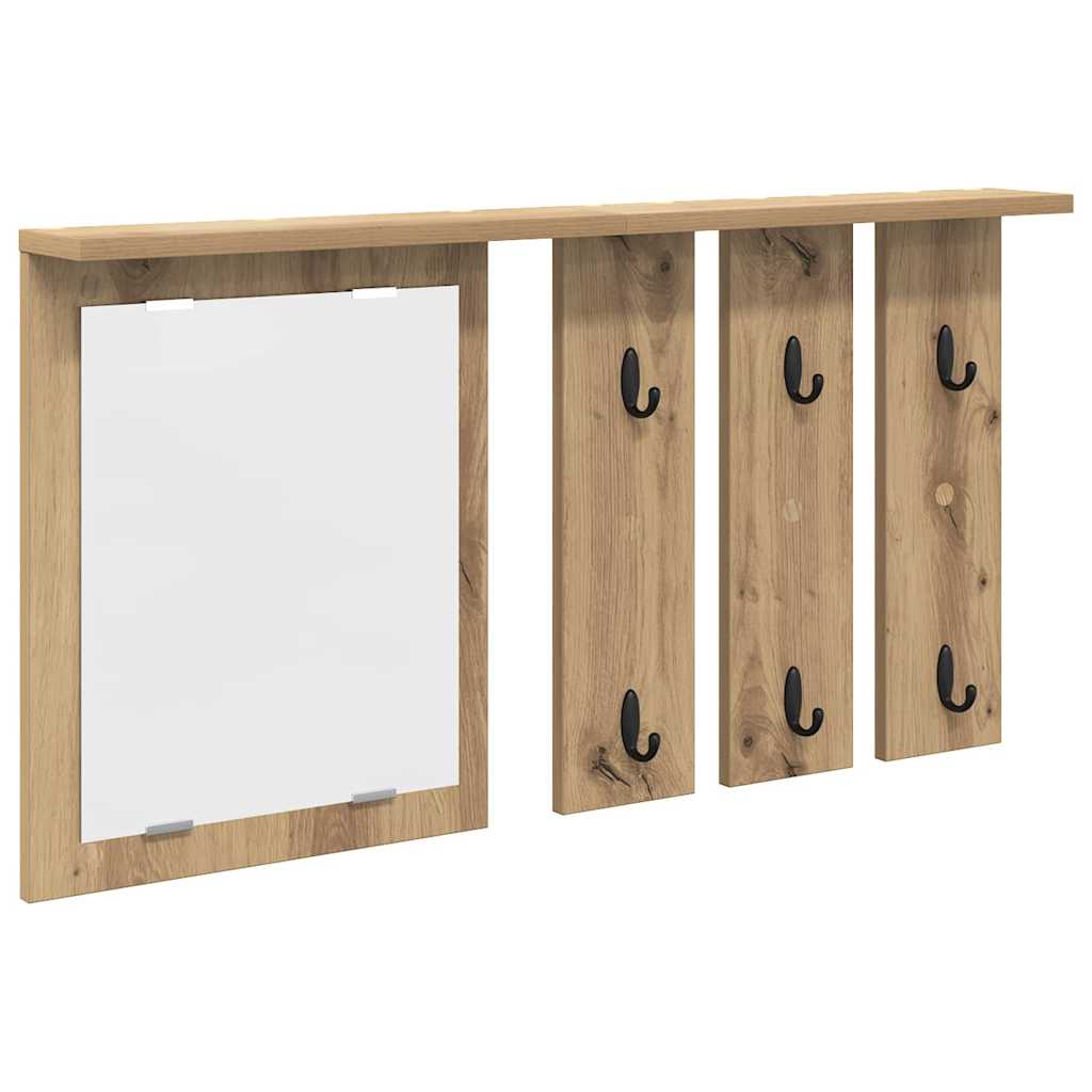 Porte-manteau mural avec miroir chêne artisanal 85 x 10 x 45 cm - XIOS