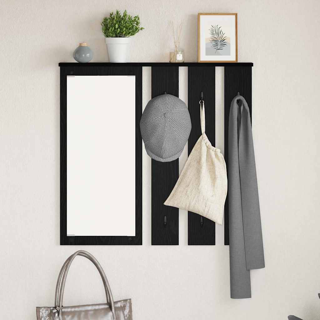 Porte-manteau mural avec étagère Chêne noir 84 x 10 x 80 cm - XIOS