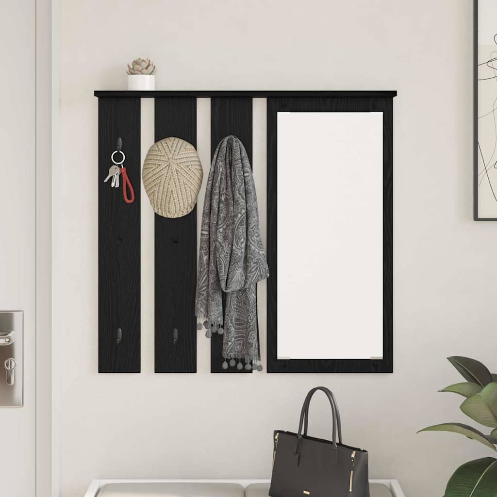 Porte-manteau mural avec étagère Chêne noir 84 x 10 x 80 cm - XIOS