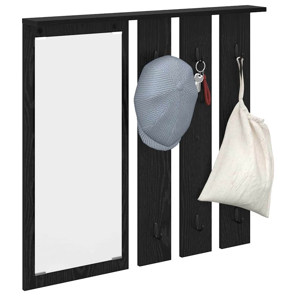 Porte-manteau mural avec étagère Chêne noir 84 x 10 x 80 cm - XIOS