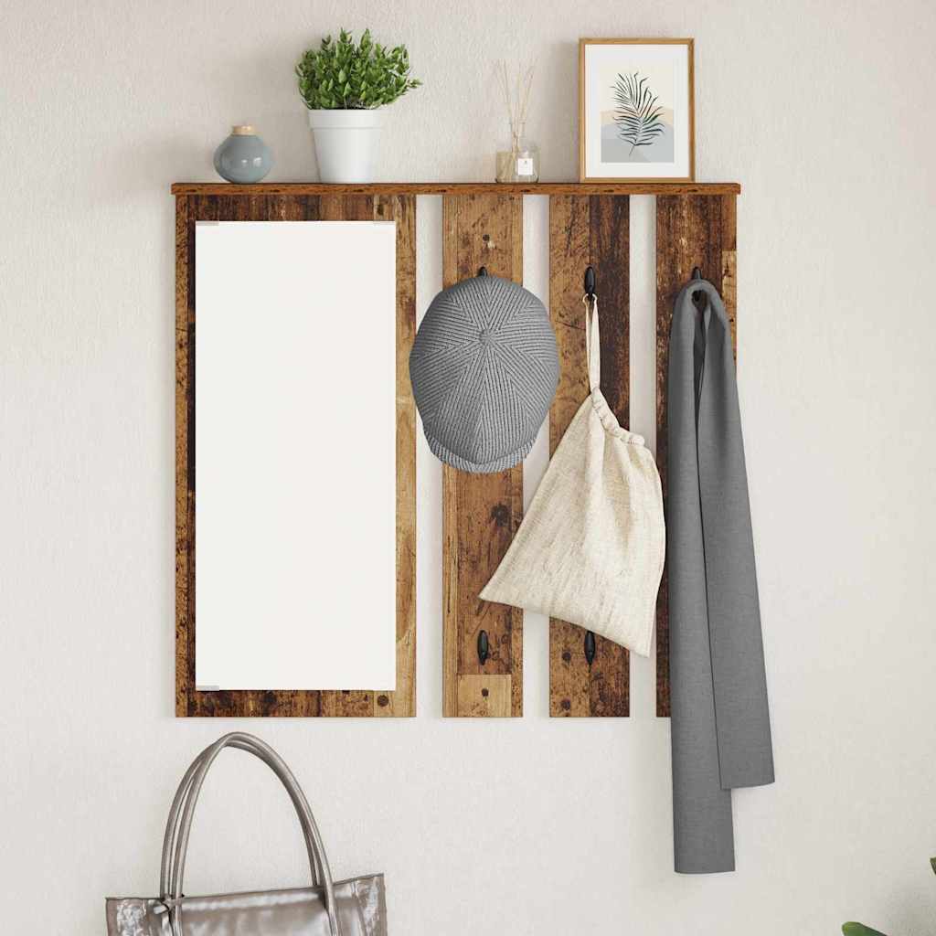 Porte-manteau mural avec étagère Bois ancien 84 x 10 x 80 cm - XIOS