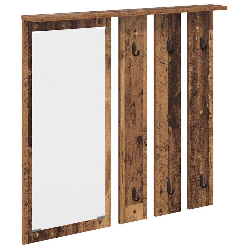 Porte-manteau mural avec étagère Bois ancien 84 x 10 x 80 cm - XIOS