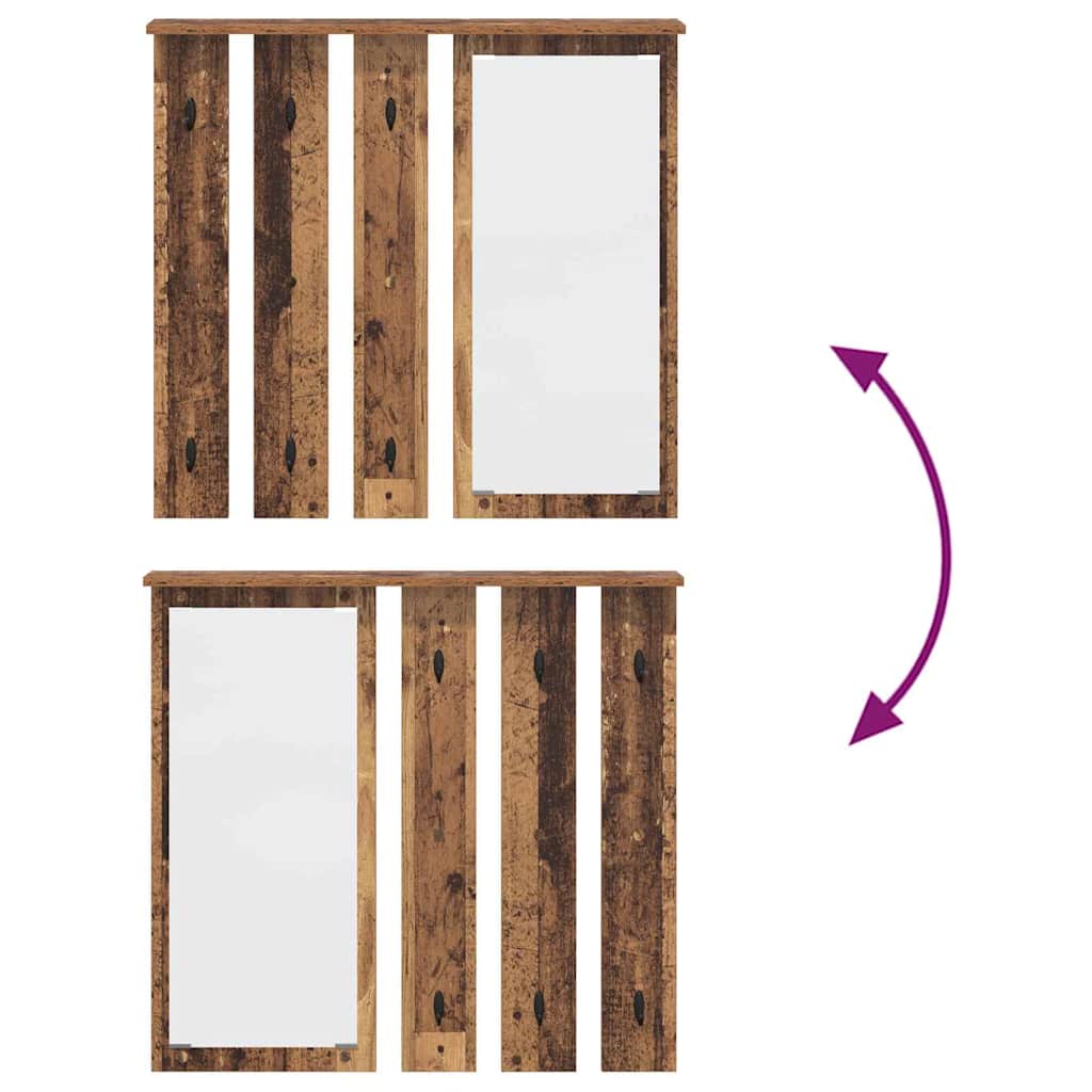 Porte-manteau mural avec étagère Bois ancien 84 x 10 x 80 cm - XIOS