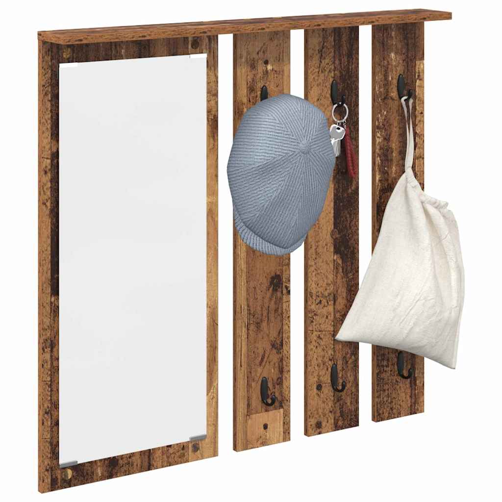 Porte-manteau mural avec étagère Bois ancien 84 x 10 x 80 cm - XIOS