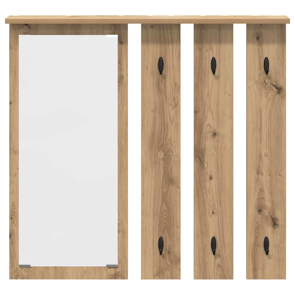 Porte-manteau mural avec miroir chêne artisanal 84 x 10 x 80 cm - XIOS