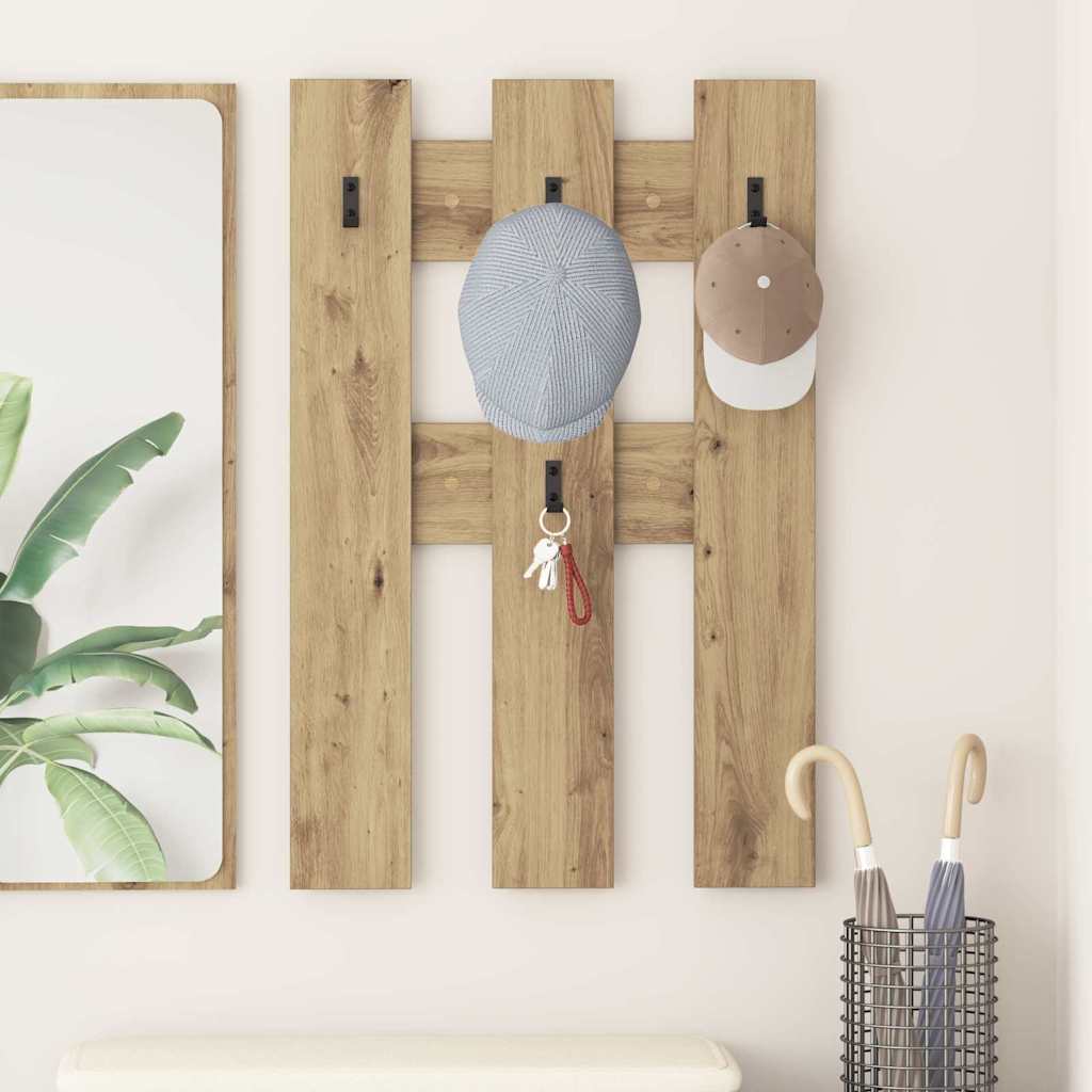 Porte-manteau mural chêne artisanal 65 x 3 x 100 cm - XIOS