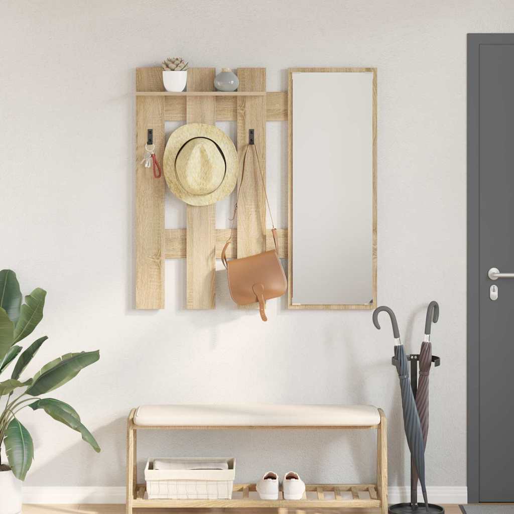 Porte-manteau mural avec miroir Chêne Sonoma 100 x 10 x 100 cm - XIOS