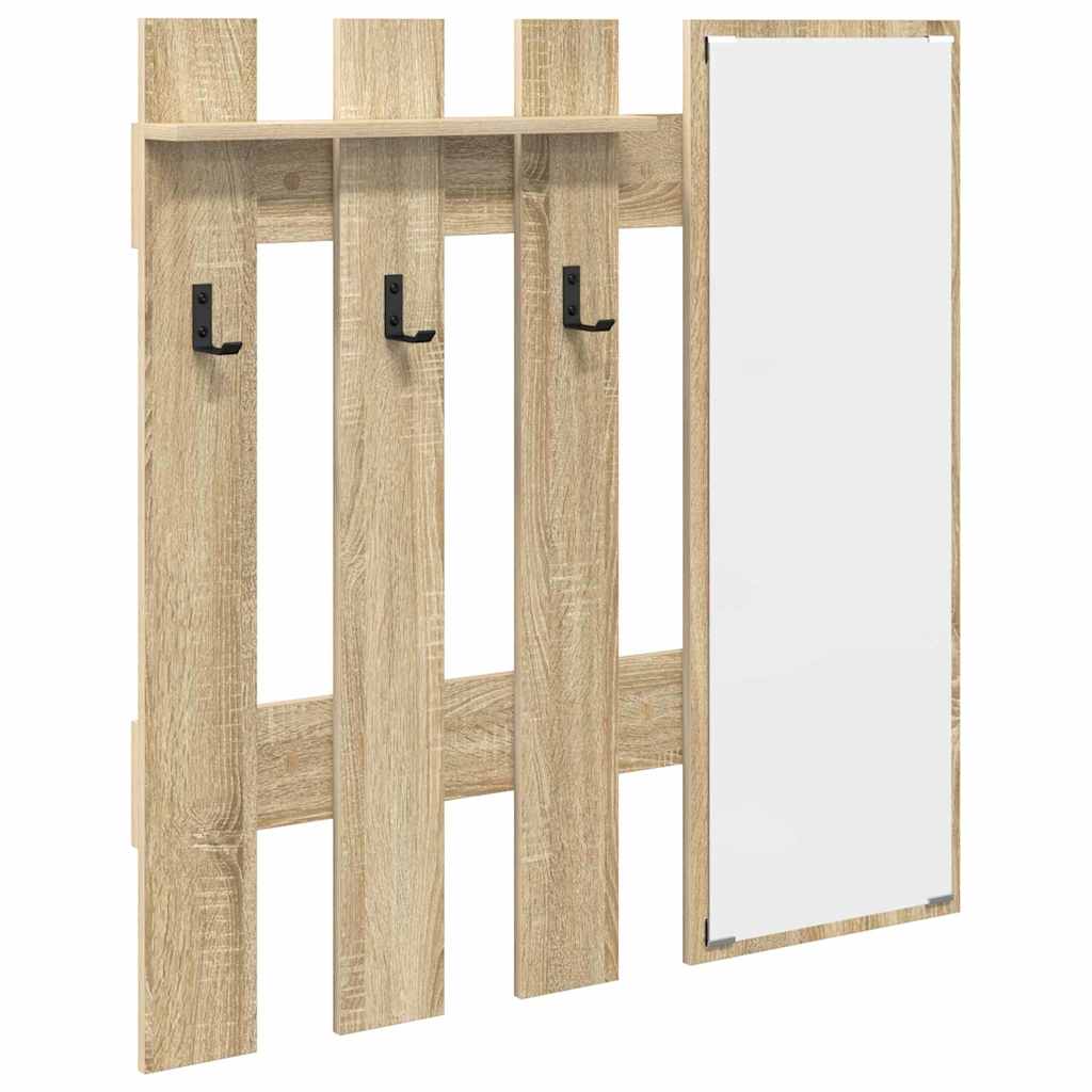 Porte-manteau mural avec miroir Chêne Sonoma 100 x 10 x 100 cm - XIOS