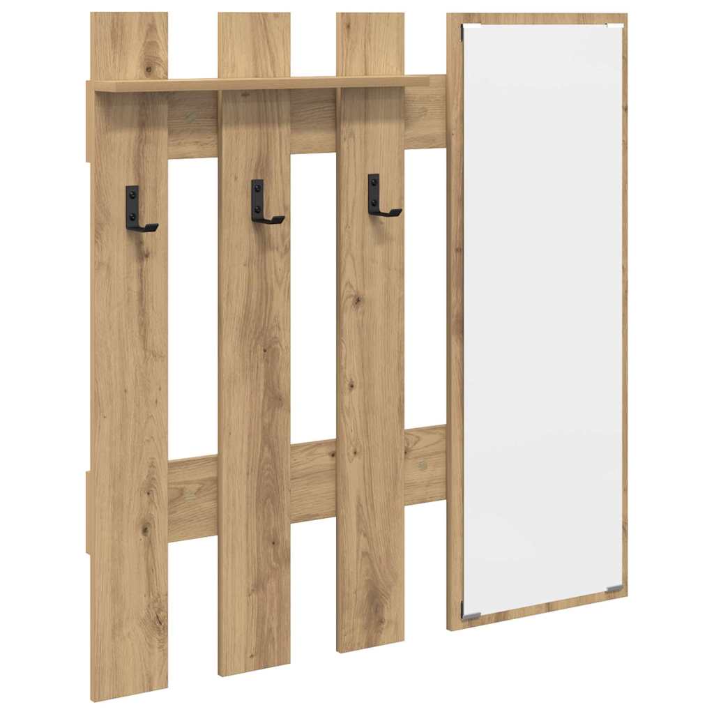 Porte-manteau mural avec miroir Chêne artisan 100 x 10 x 100 cm - XIOS