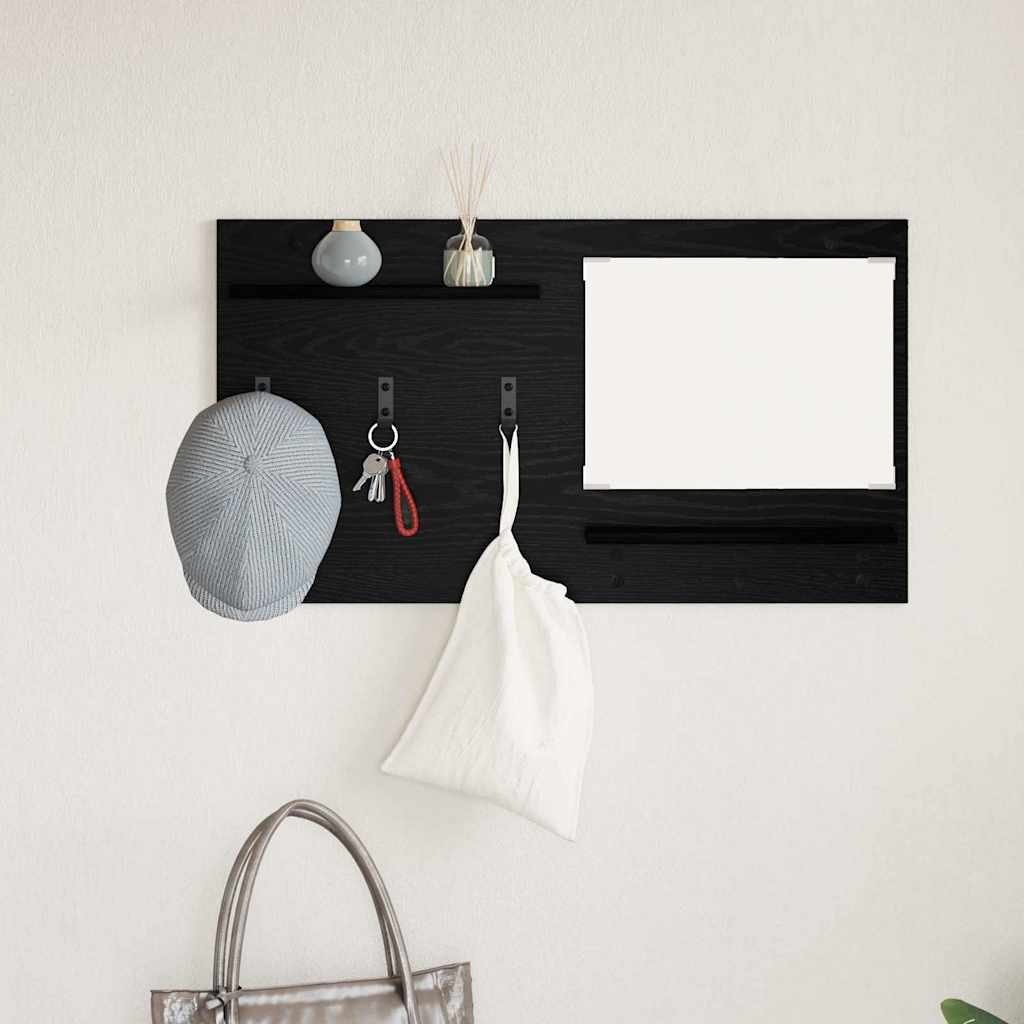 Porte-manteau mural avec étagère Chêne noir 90 x 10 x 50 cm - XIOS