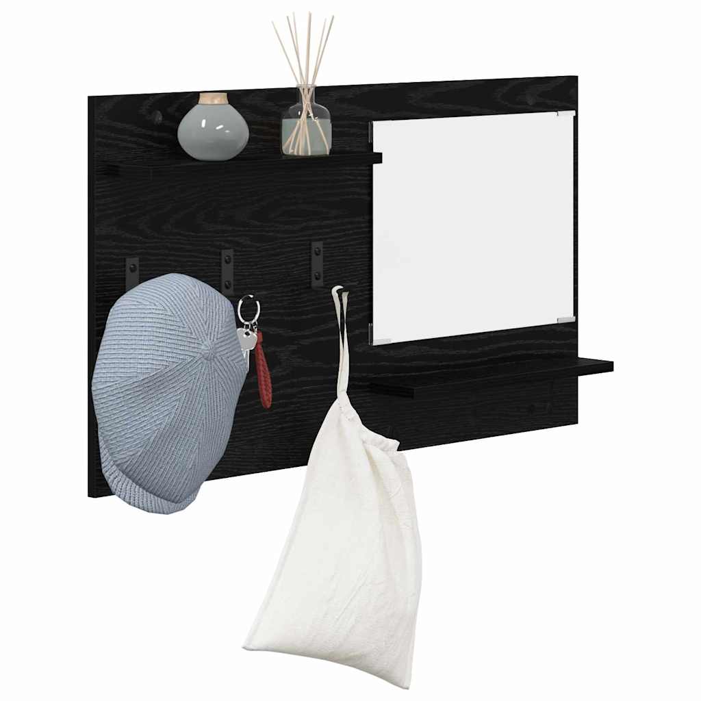 Porte-manteau mural avec étagère Chêne noir 90 x 10 x 50 cm - XIOS
